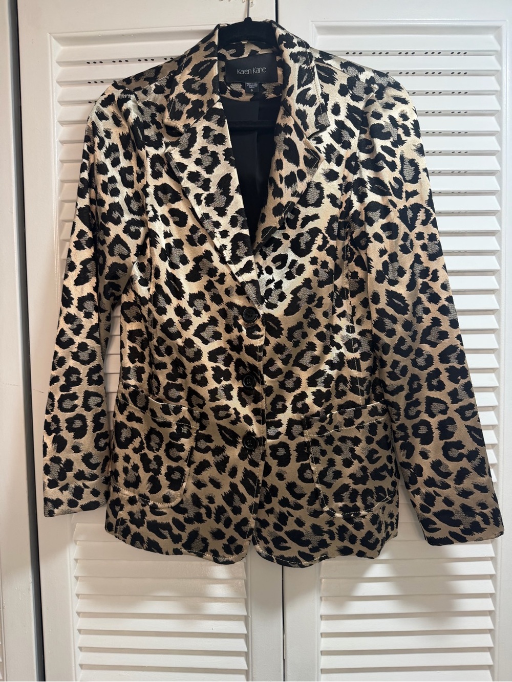 Karen Kane Leopard Print Satin Blazer - Tan & Black